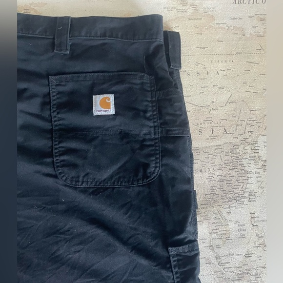 Carhartt Flat Front Carpenter Work In Progress Black Shorts Cotton Size 50 - Picture 3 of 7